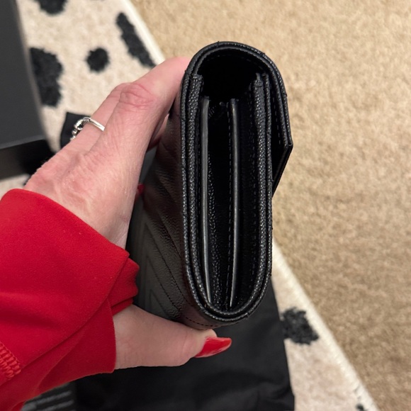 Saint Laurent Black Chevron Leather Wallet/Clutch - Picture 13 of 16